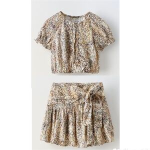 ZARA Kids Printed Shirt and Skirt Set
